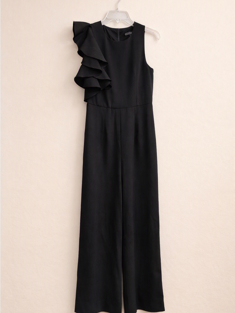 JULIA JORDAN Ruffle Shoulder Black Jumpsuit